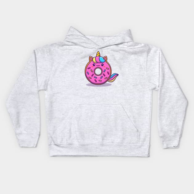 Cute Unicorn Doughnut Donut Cartoon Kids Hoodie by Catalyst Labs